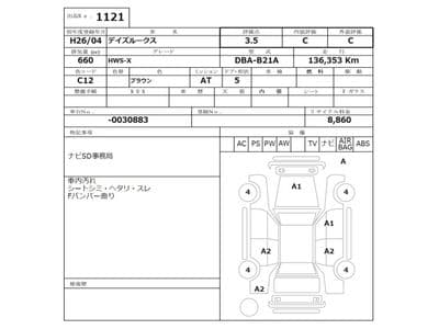 NISSAN Dayz Roox, 2014 год., лот 1121 - фото 3